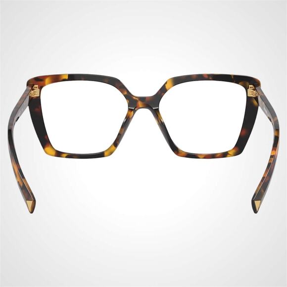 New PRADA Eyeglasses Brown Havana Square Gold Logo 53mm w/ Case
